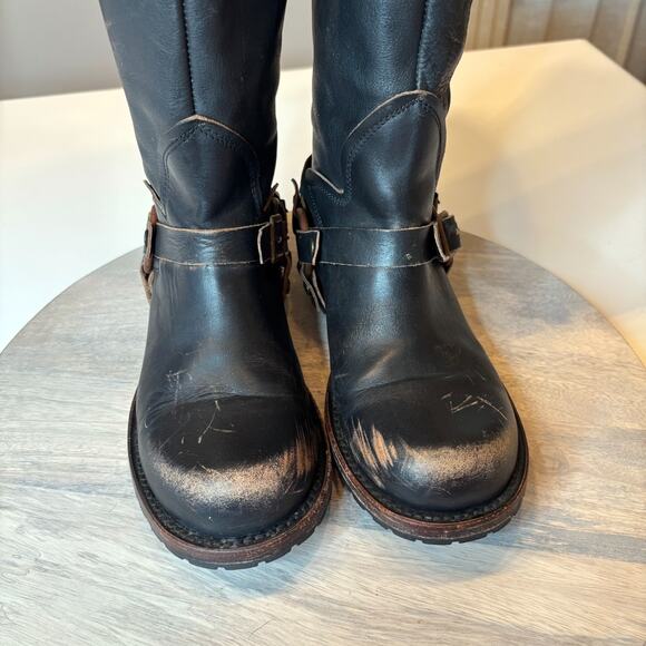 Freebird HAAVN Black Leather Tall Harness Boots Women’s Size 9 Distressed - Picture 5 of 13